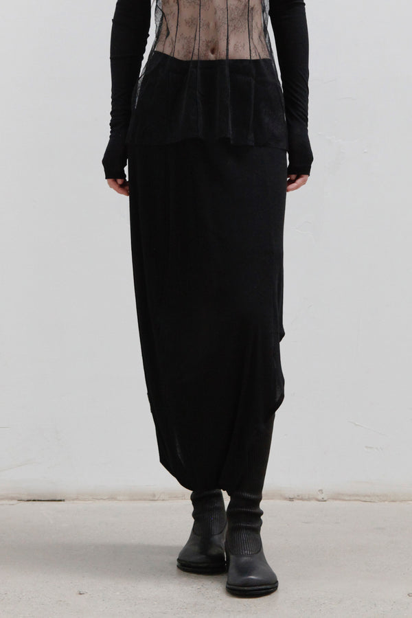 Un Morceau Cotton Knit Draped Skirt UM231XZ32 Black
